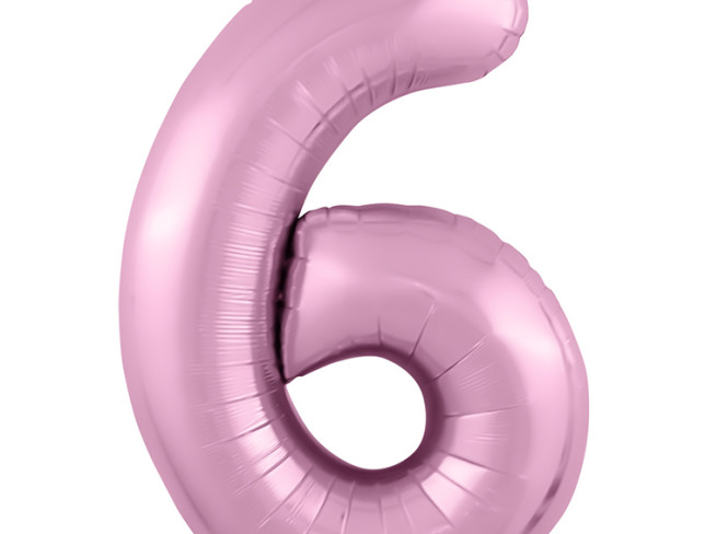 Фольгированная цифра "6" розовая Фото
